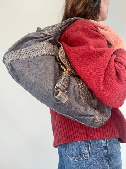 Fendi Rare Spy Bag Denim & Woven Leather