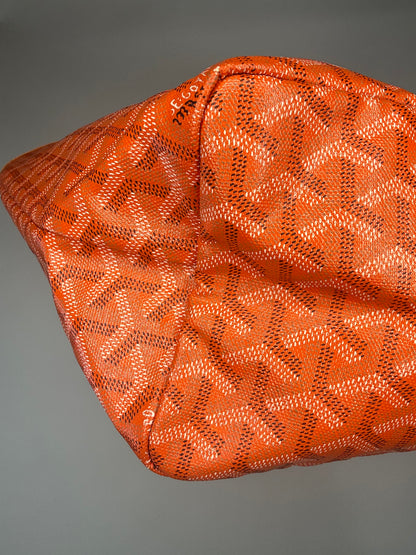 GOYARD Saint Louis PM Tote Bag Orange White Black Coated Canvas Leather