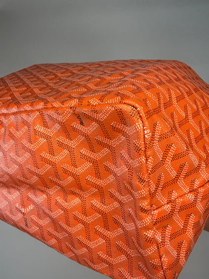 GOYARD Saint Louis PM Tote Bag Orange White Black Coated Canvas Leather