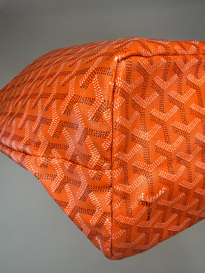 GOYARD Saint Louis PM Tote Bag Orange White Black Coated Canvas Leather