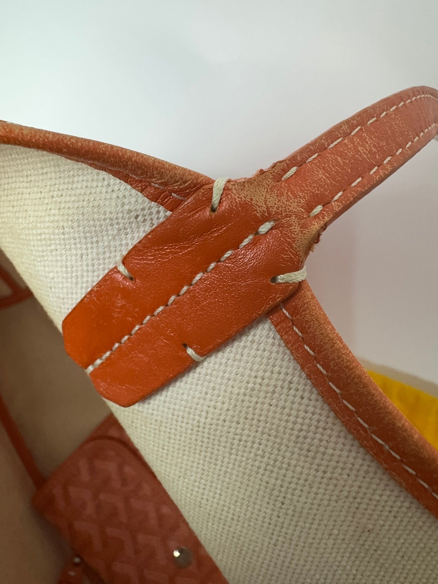 GOYARD Saint Louis PM Tote Bag Orange White Black Coated Canvas Leather