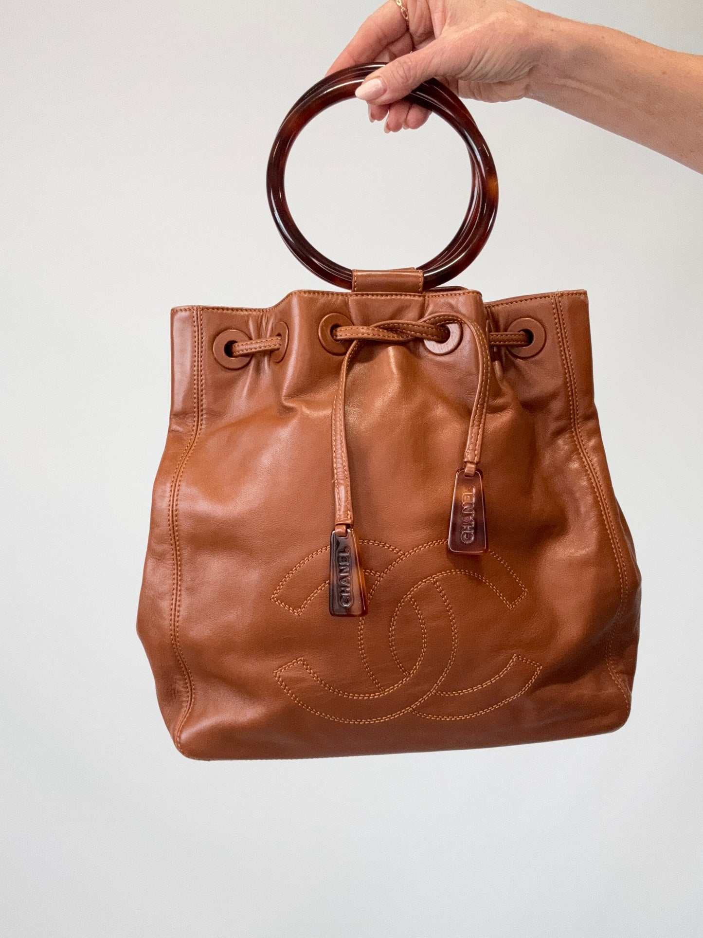 Chanel Vintage Lambskin CC Drawstring Ring Bag