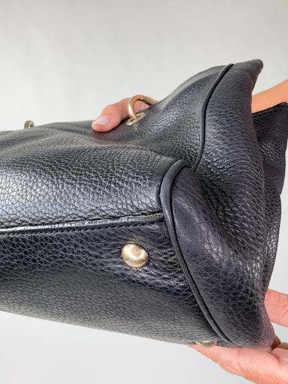 Gucci Black Large Shopper Bamboo Tote