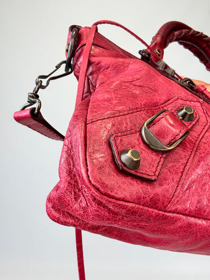 Balenciaga First La City- Burgundy Red