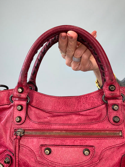 Balenciaga First La City- Burgundy Red