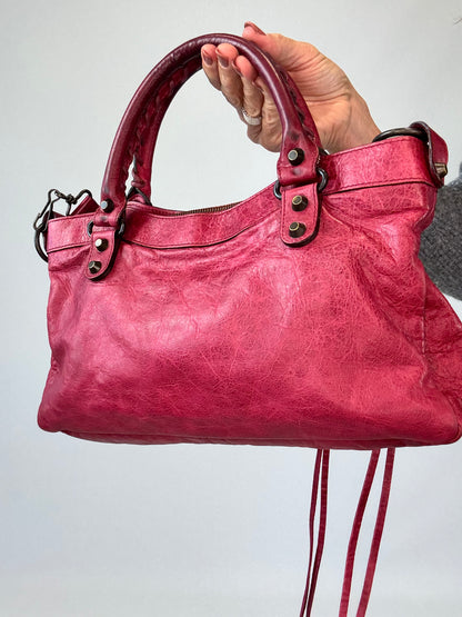 Balenciaga First La City- Burgundy Red