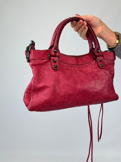 Balenciaga First La City- Burgundy Red