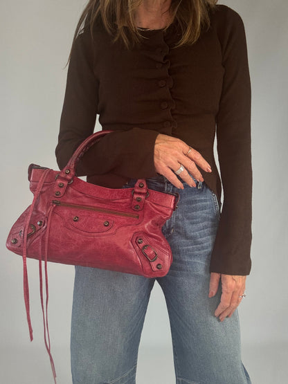 Balenciaga First La City- Burgundy Red
