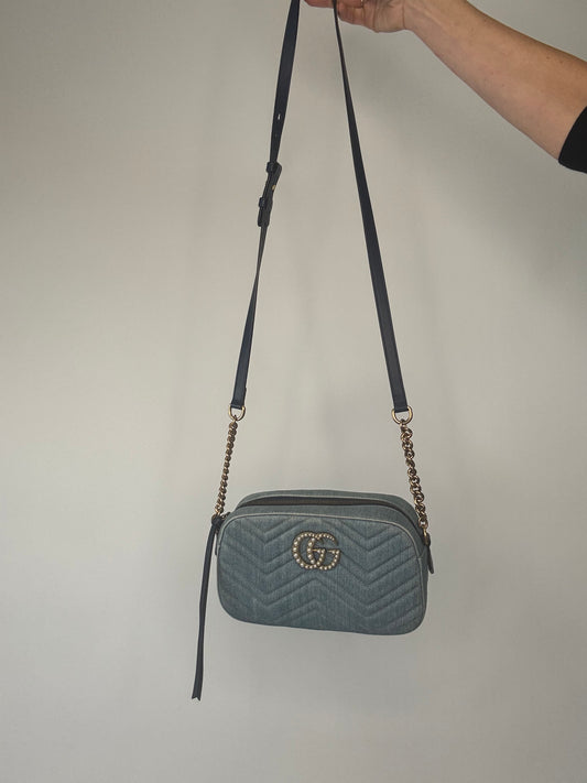 Gucci GG Marmont Denim Shoulder Bag