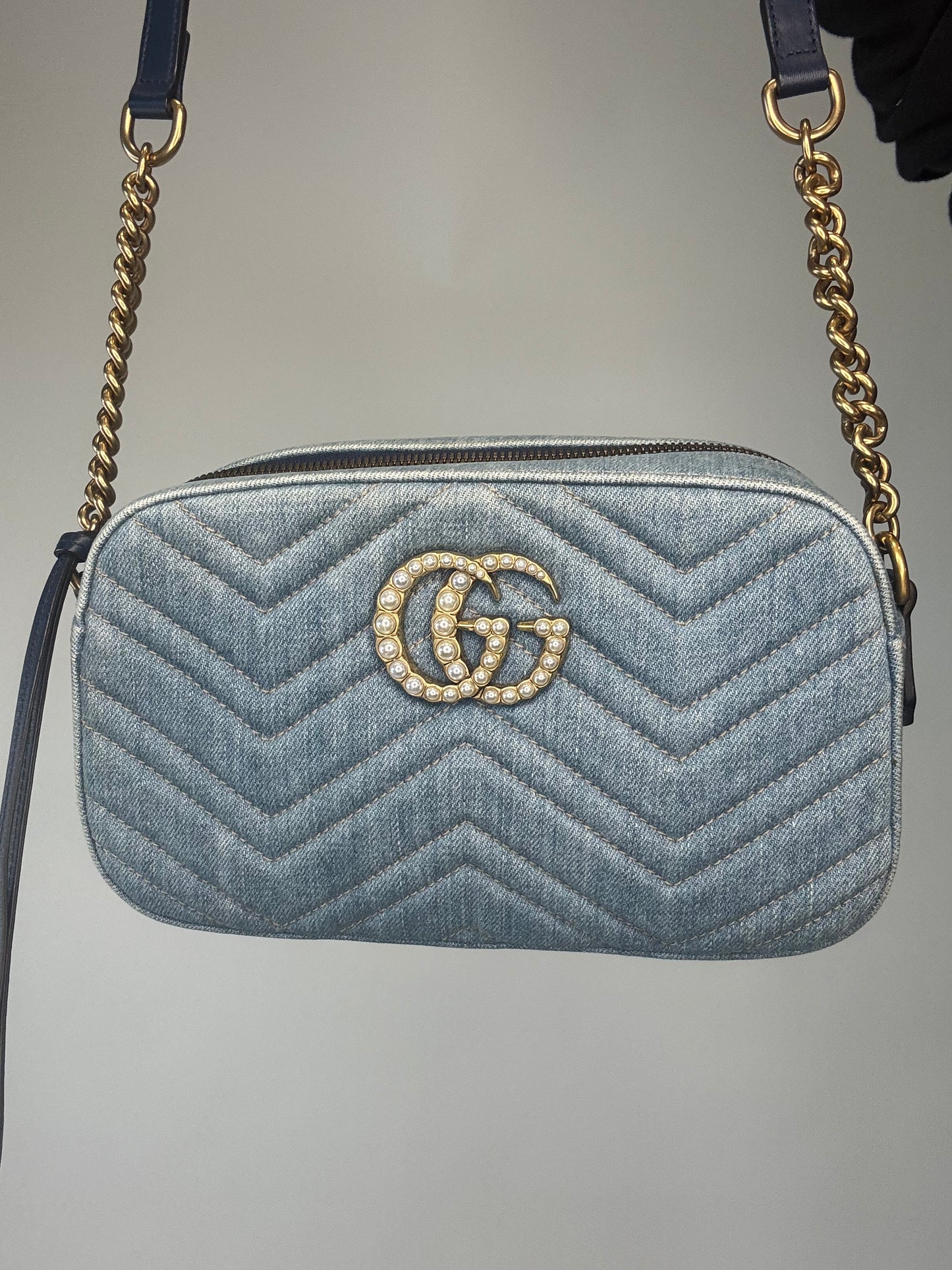 Gucci GG Marmont Denim Shoulder Bag