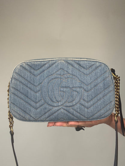 Gucci GG Marmont Denim Shoulder Bag