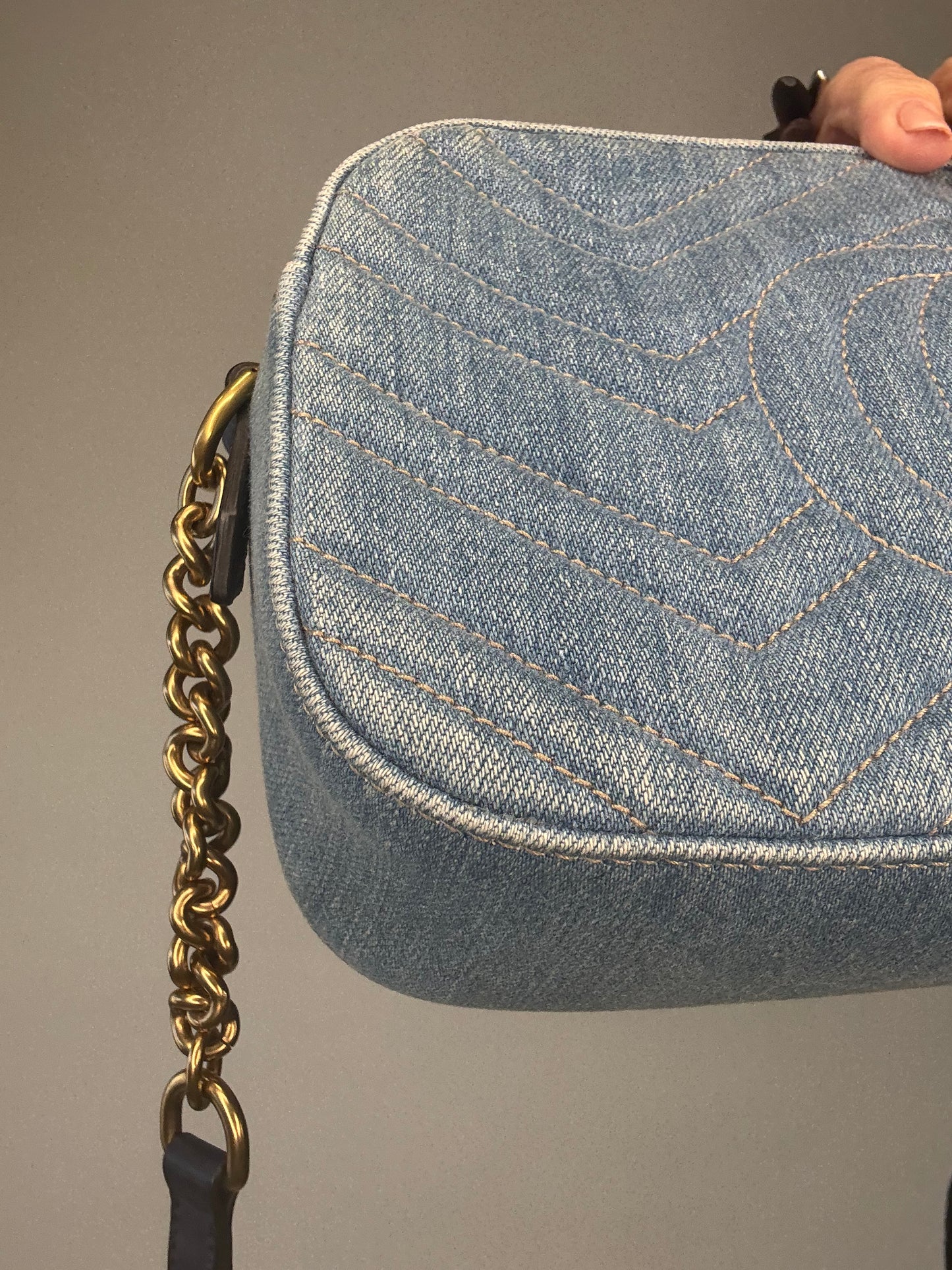 Gucci GG Marmont Denim Shoulder Bag