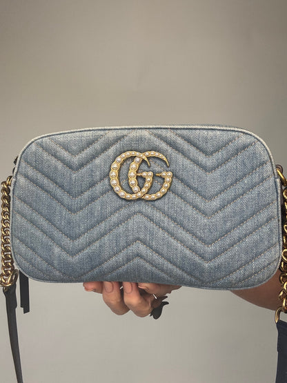 Gucci GG Marmont Denim Shoulder Bag