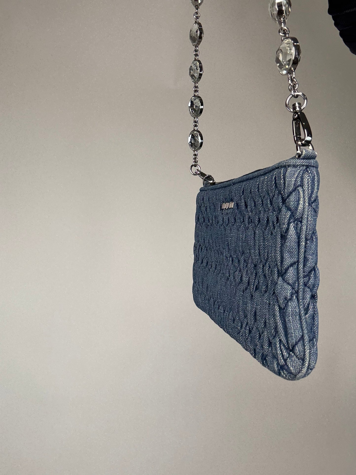 Miu Miu Two Way Crystal Denim Crossbody Bag