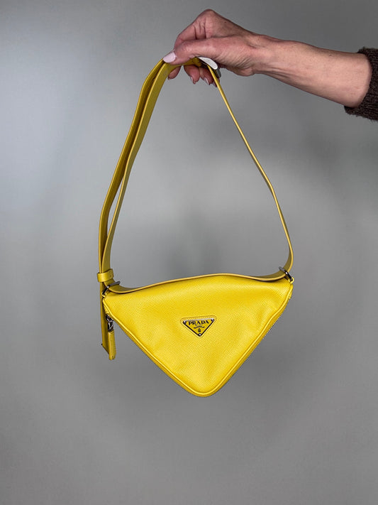 Prada Saffiano  Leather Triangle Shoulder Belt Bag
