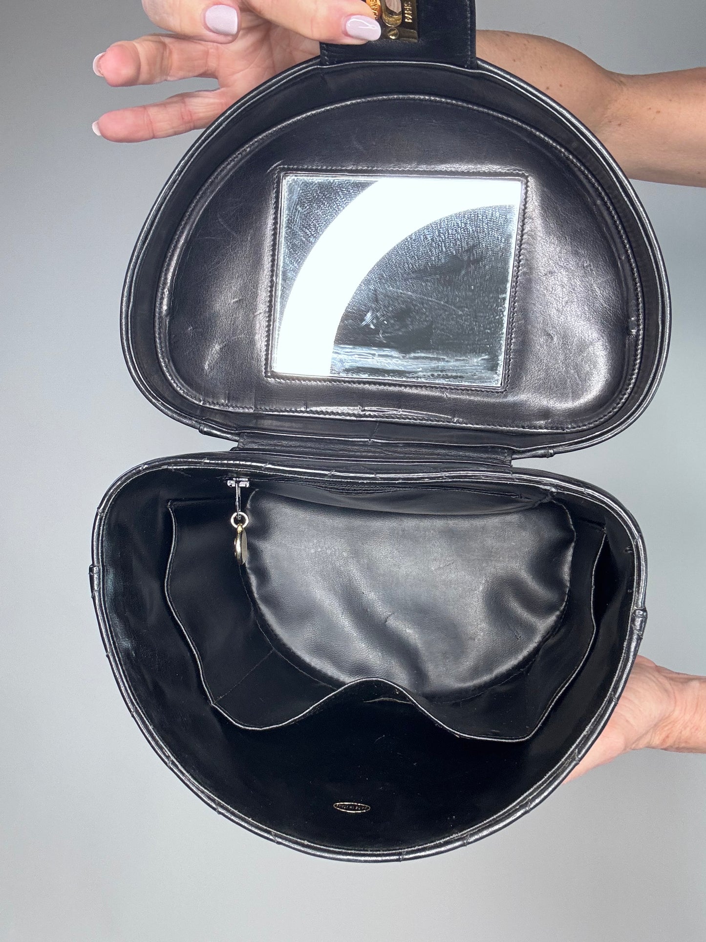 Chanel V Stitch Vintage Two Way Vanity Bag With Mirror