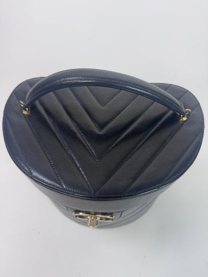 Chanel V Stitch Vintage Two Way Vanity Bag With Mirror