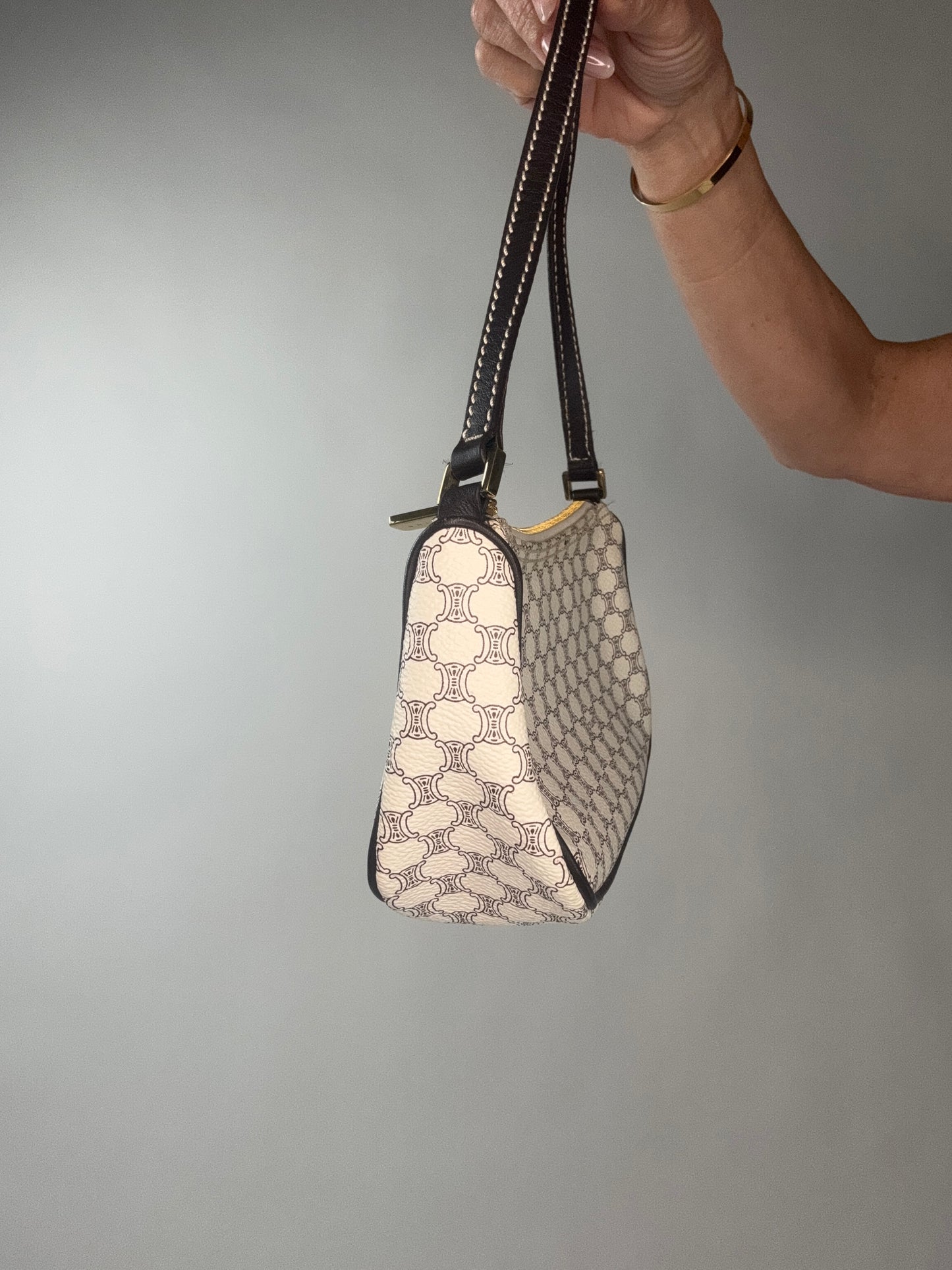 Celine Macadam White Triomphe Pochette