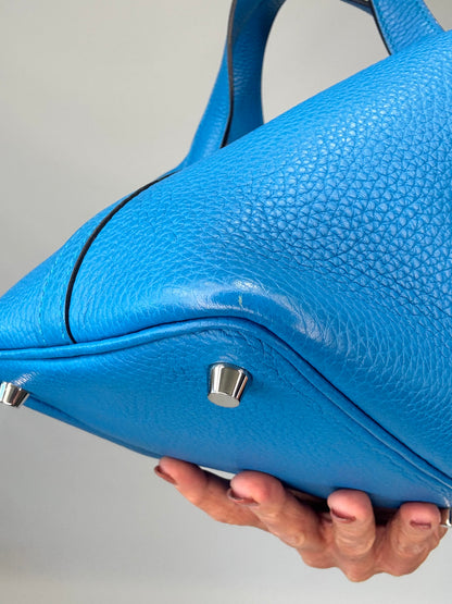 Hermes Pocotin Lock 18 PM Taurillon Clemence - Bleu Zanzibar