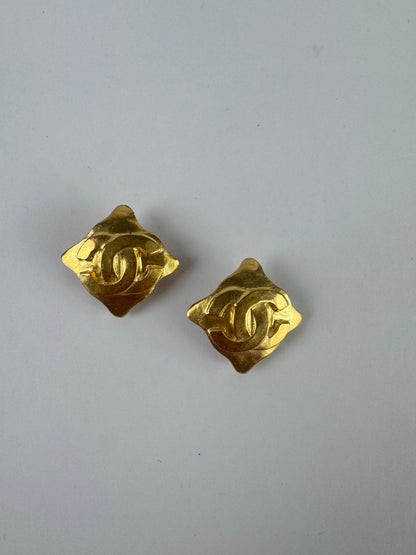 Chanel Vintage CC Logo Triangle Earrings
