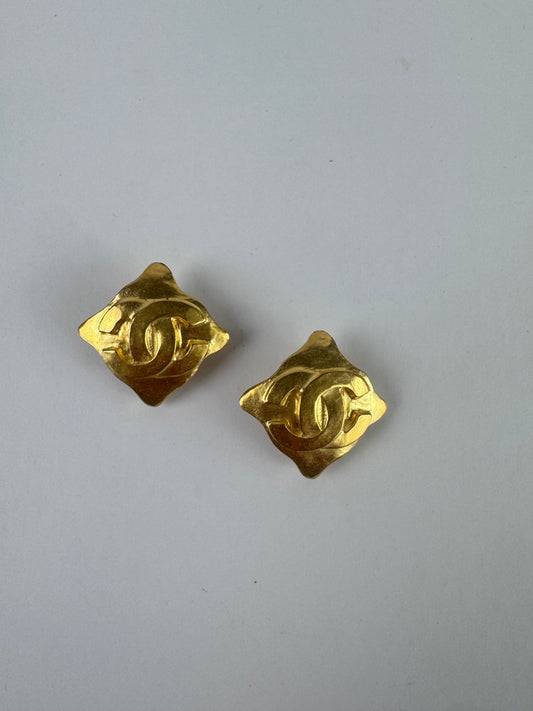 Chanel Vintage CC Logo Triangle Earrings
