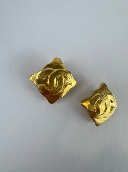 Chanel Vintage CC Logo Triangle Earrings