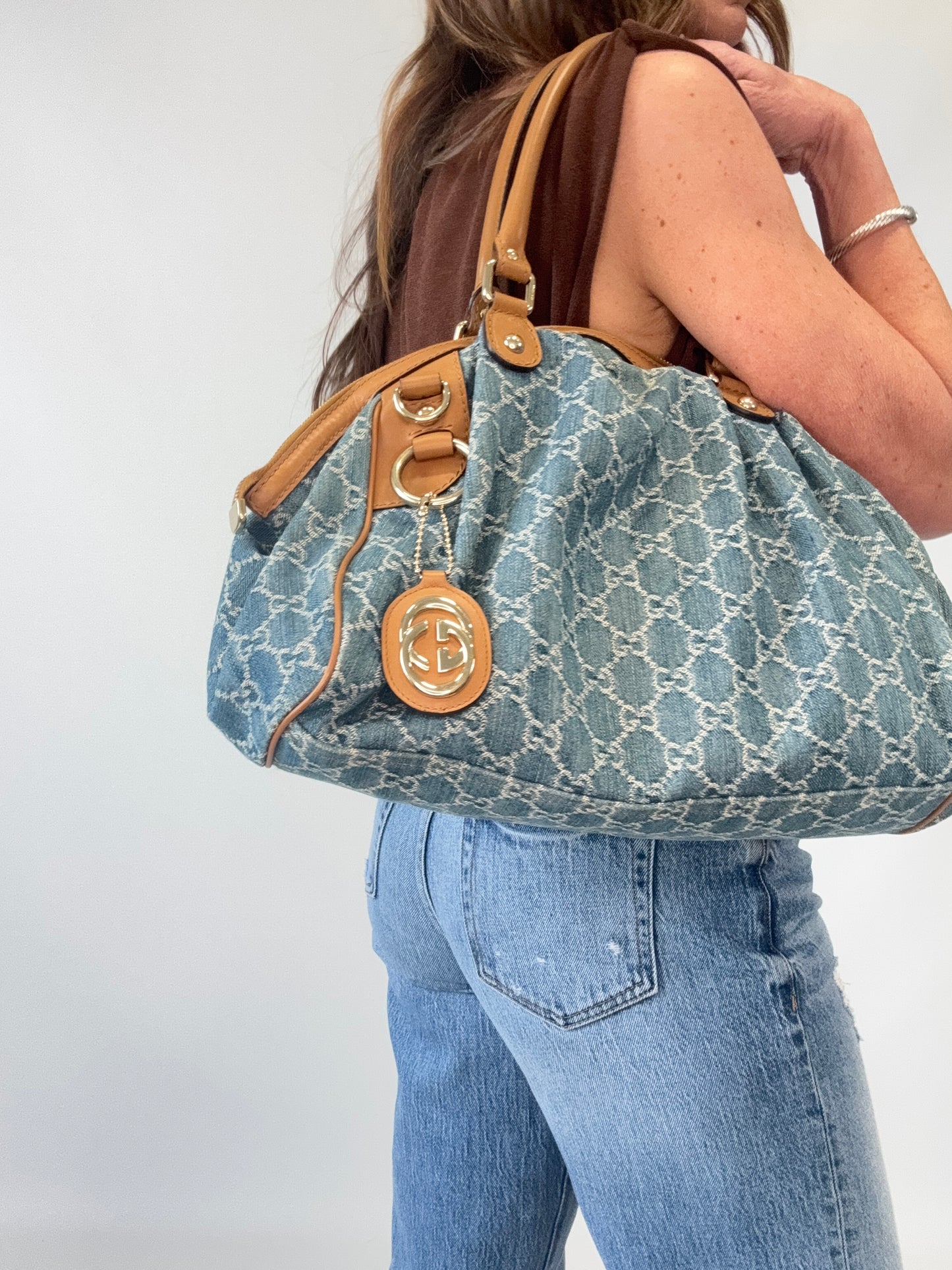 Gucci Denim Sukey Two-Way Bag
