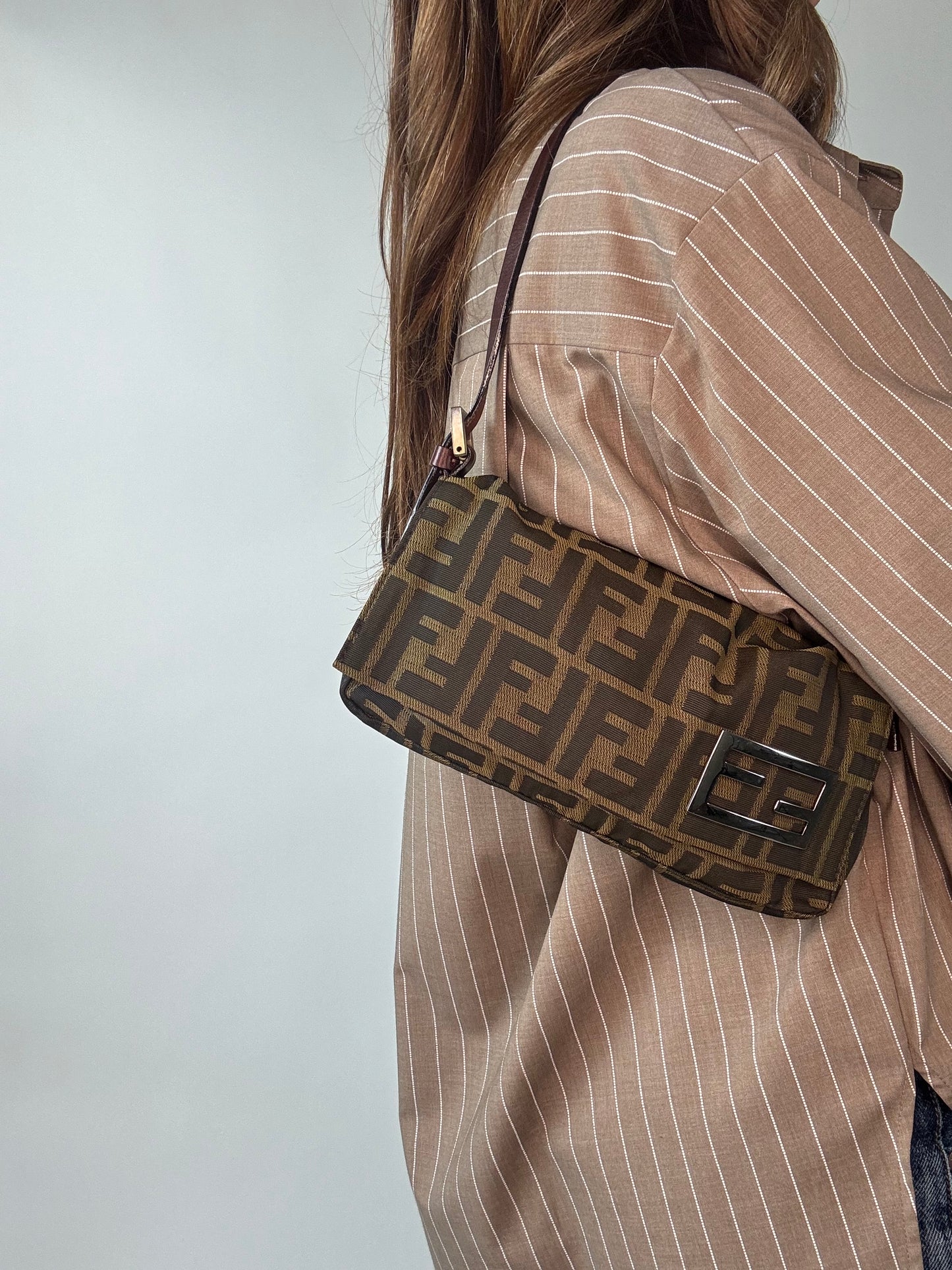 Fendi Vintage Zucca Baguette Shoulder Bag