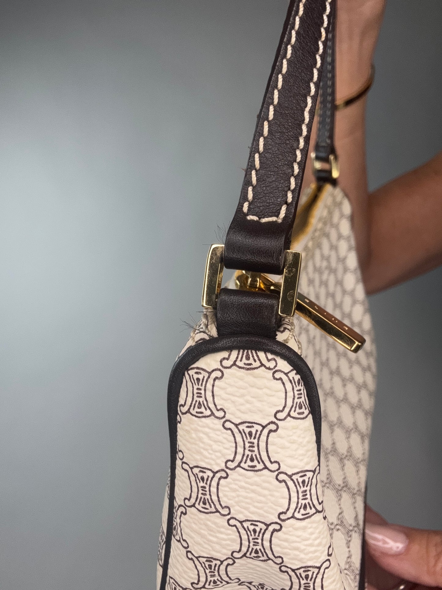 Celine Macadam White Triomphe Pochette