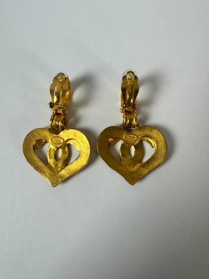 Chanel Vintage Heart Clip On Earrings