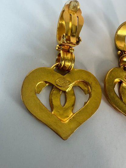 Chanel Vintage Heart Clip On Earrings