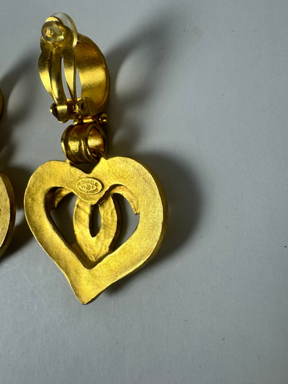 Chanel Vintage Heart Clip On Earrings
