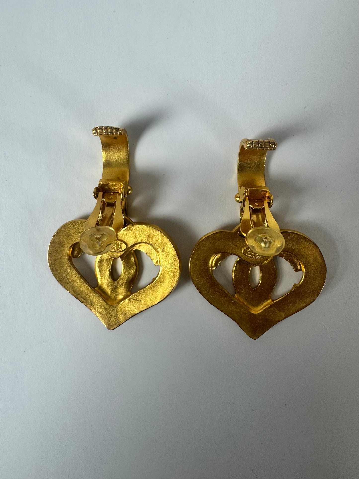Chanel Vintage Heart Clip On Earrings