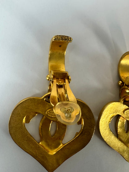 Chanel Vintage Heart Clip On Earrings