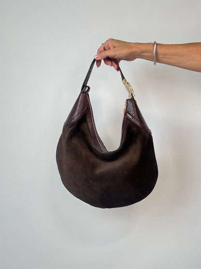 Gucci Horsebit Glam Suede Hobo — Brown