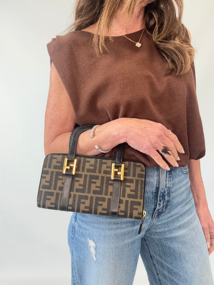 Fendi Vintage Zucca Top Handle Wallet Bag
