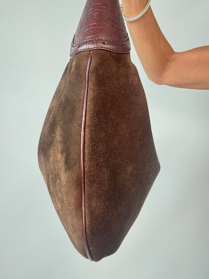 Gucci Horsebit Glam Suede Hobo — Brown
