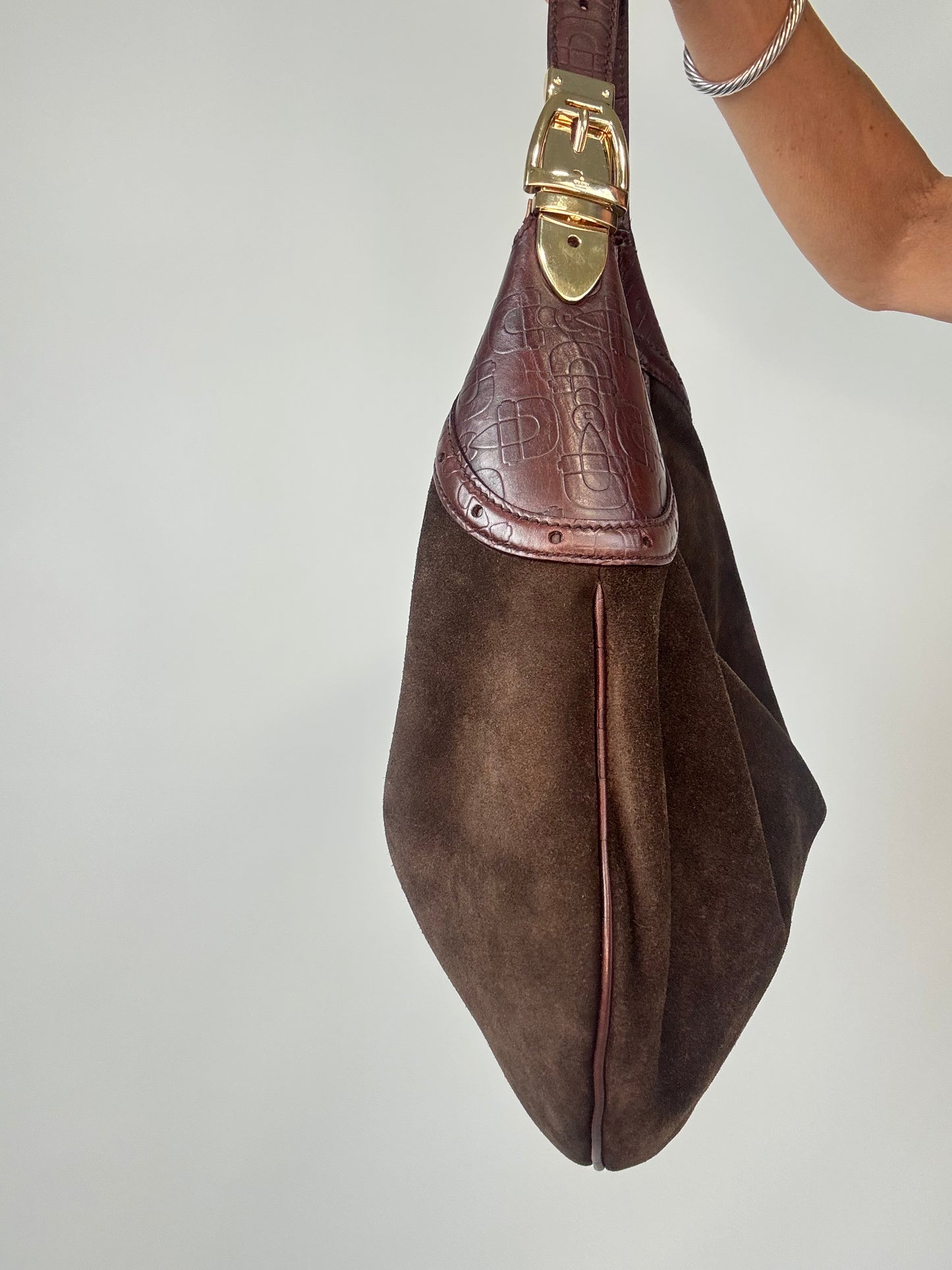 Gucci Horsebit Glam Suede Hobo — Brown