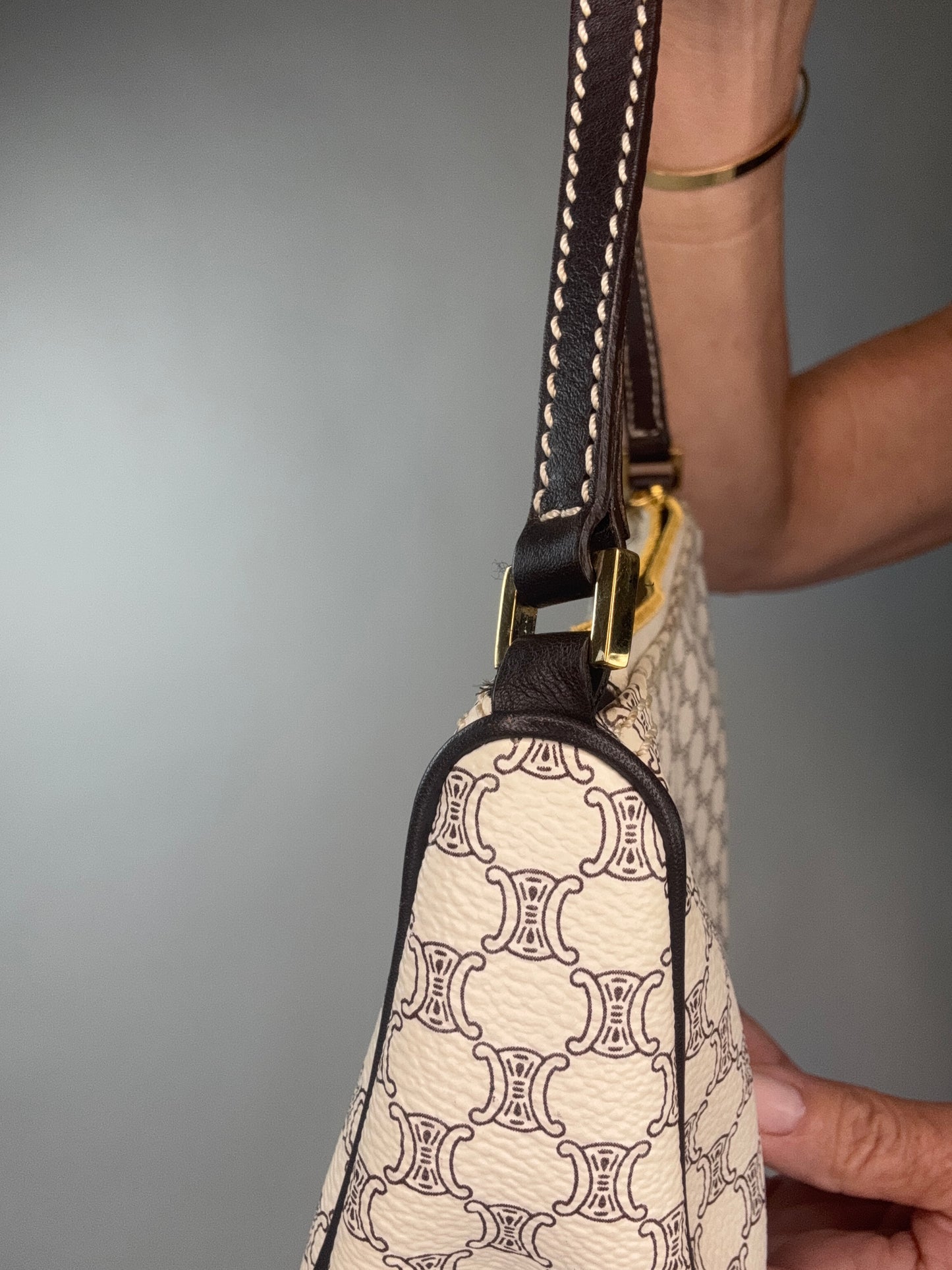Celine Macadam White Triomphe Pochette