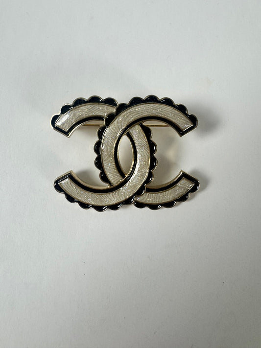 Chanel Black White Brooch