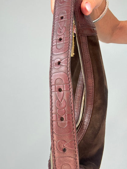 Gucci Horsebit Glam Suede Hobo — Brown