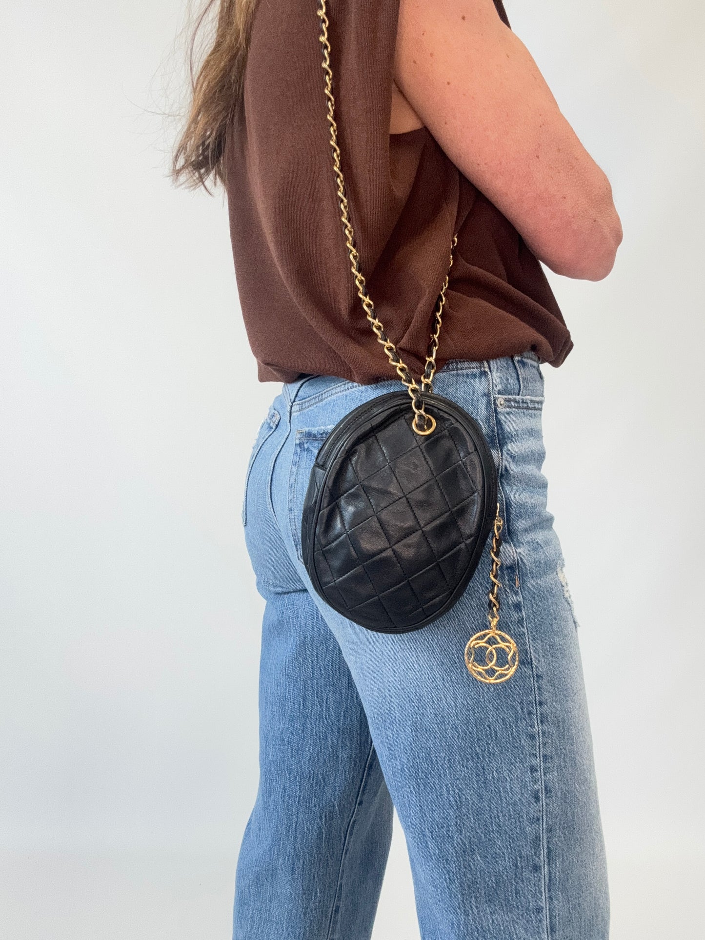 Chanel Vintage Oval Cookie Cut Out CC Bag