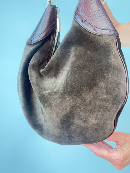 Gucci Horsebit Glam Suede Hobo — Brown