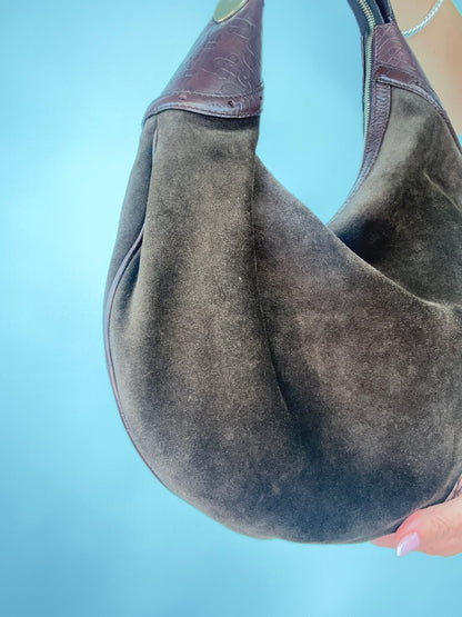 Gucci Horsebit Glam Suede Hobo — Brown
