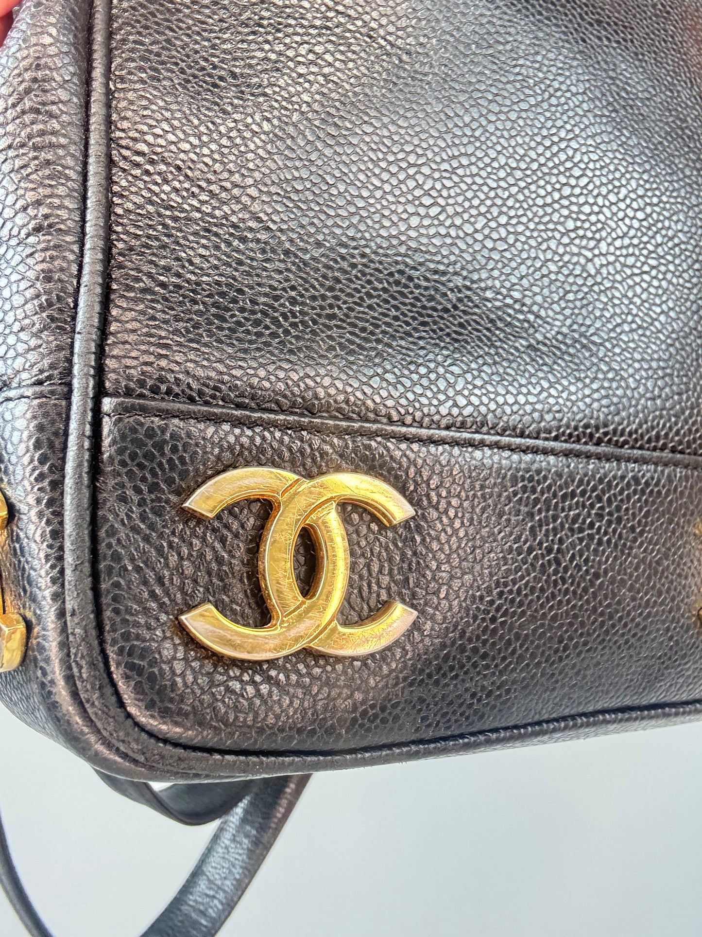 Chanel Vintage Triple CC Caviar Tote — Black