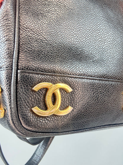 Chanel Vintage Triple CC Caviar Tote — Black