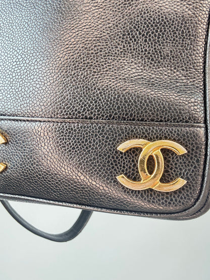 Chanel Vintage Triple CC Caviar Tote — Black