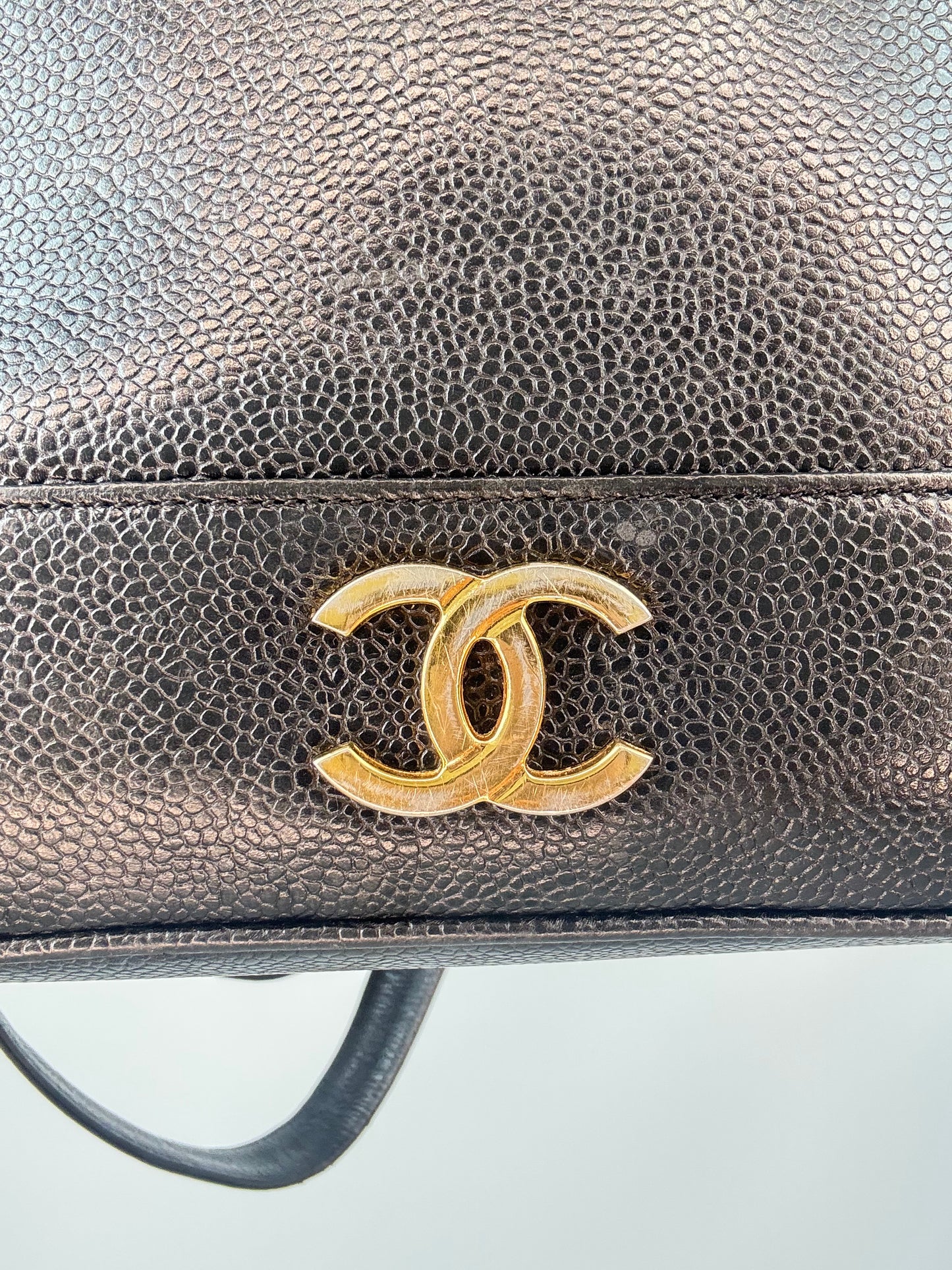 Chanel Vintage Triple CC Caviar Tote — Black