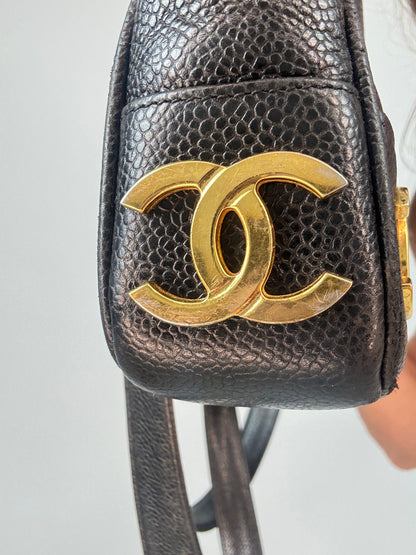 Chanel Vintage Triple CC Caviar Tote — Black