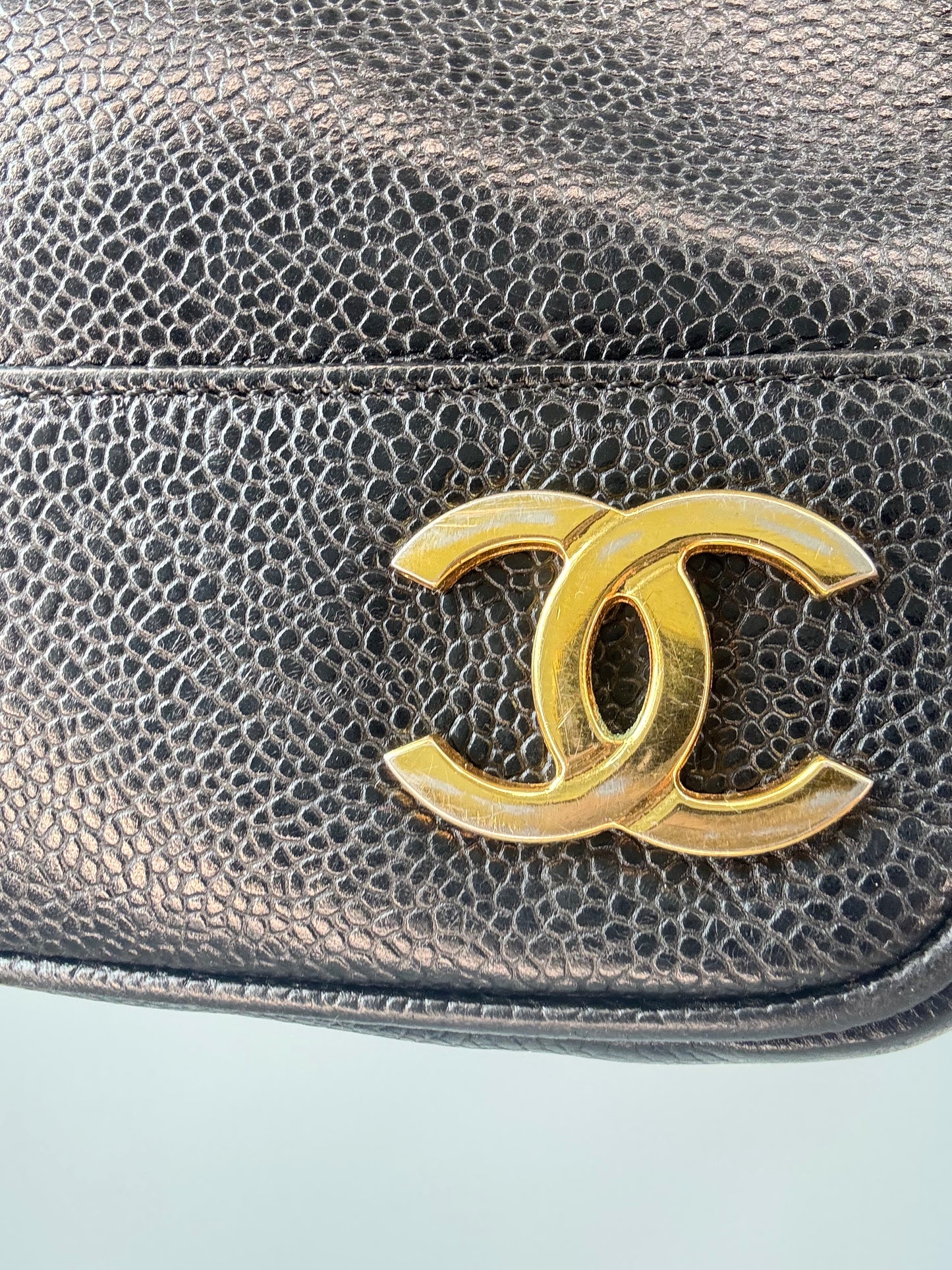 Chanel Vintage Triple CC Caviar Tote — Black